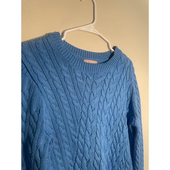 J. Crew Blue Diagonal Cable Knit Cotton Sweater Size Small - Picture 3 of 11